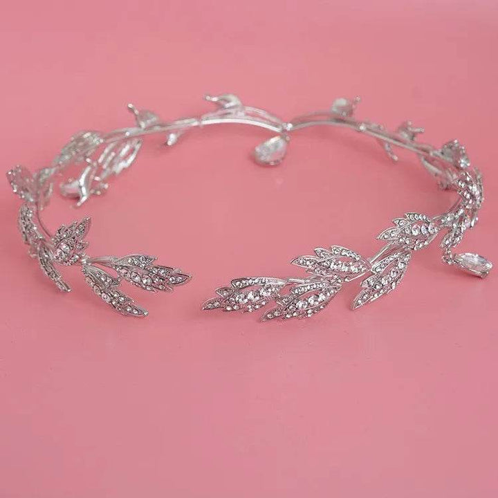 Luxury Crystal Crown Bridal Hair Accessories Wedding Rhinestone Waterdrop Leaf Tiara Crown Headband Frontlet Brides Hair Jewelry - GiFTiFY
