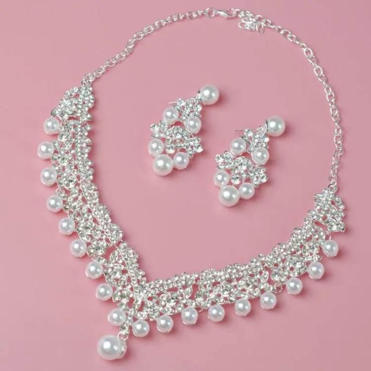 Magnificent Pearl Wedding Bridal Jewelry Sets Women Bride Wedding Party Jewelry Accessories Crystal Tiara Crown Earring Necklace Tiaras by DSERS