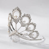 Luxury Miss Universe Crown Round Wedding Crystal Pearl Crowns Peacock Feather Tiaras Rhinestone Pageant Diadem CZ Coroa Novia - GiFTiFY