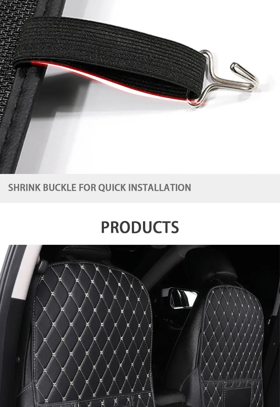 Black Car Seat Protector Pad with Red Stitching