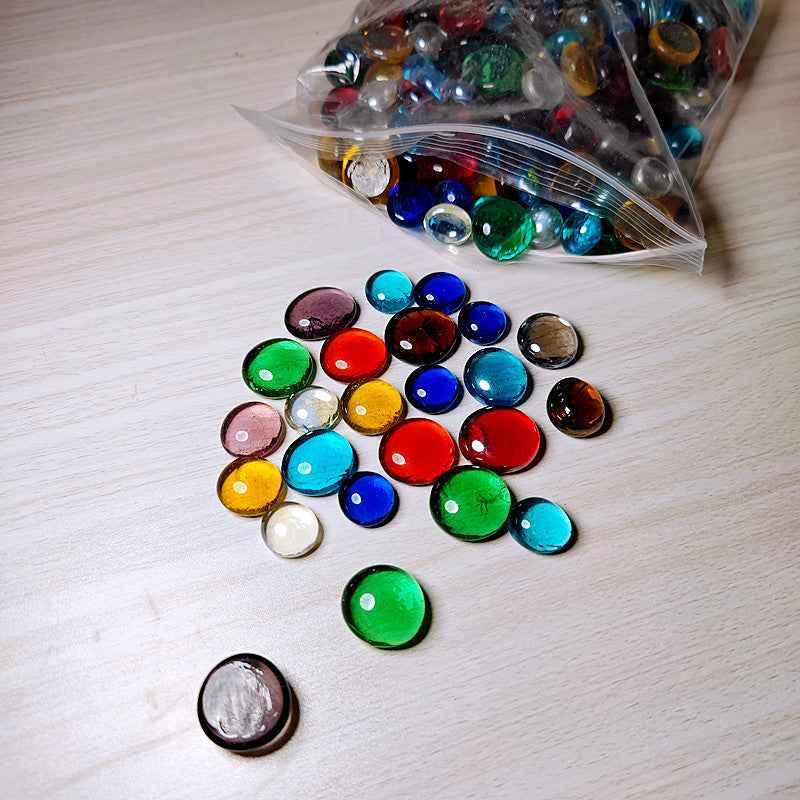 100g/3.52oz(Approx. 18-25pcs) Oblate Bead Glass Mosaic Tiles Colorful Round Mosaic Making Material Multi Diameter DIY Craft Tile by DSERS
