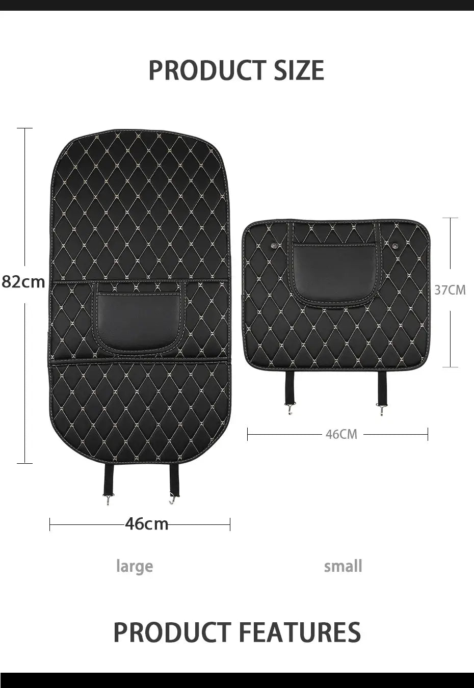 Black Car Seat Protector Pad with Red Stitching
