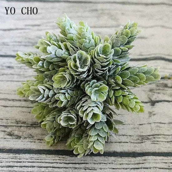 YO CHO Artificial Fake Plant Twigs Succulents Leaves 30 Heads Pineapple Grass Green Plastic Plant DIY Home Garden Wedding Decor