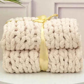 Hand Chunky Knitted Blanket Handmade Coarse Wool Woven Blanket Chenille Thick Blanket Sofa Blanket Photography Prop Blanket - GiFTiFY
