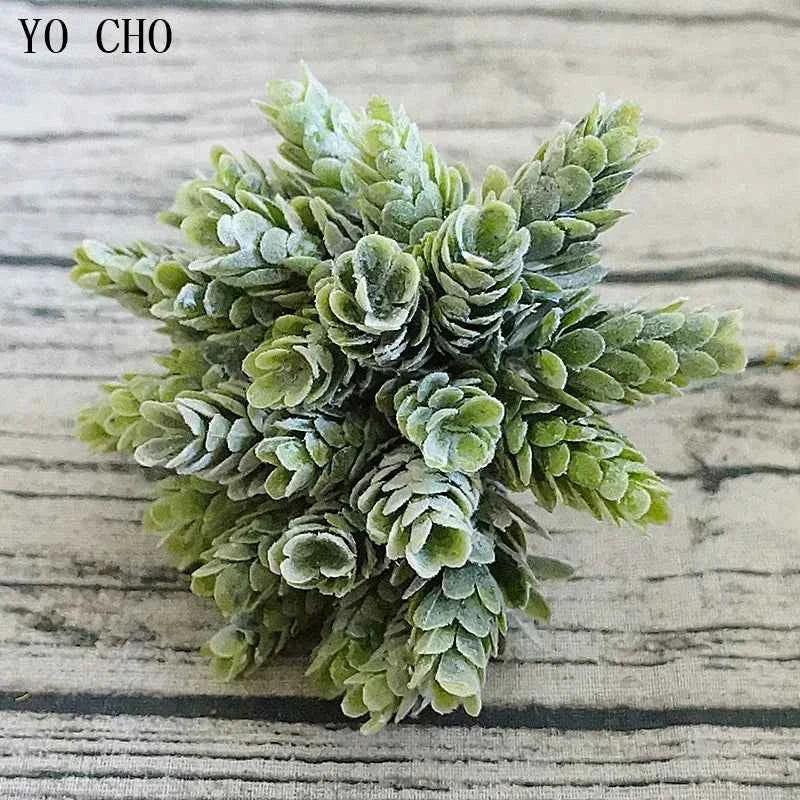 YO CHO Artificial Fake Plant Twigs Succulents Leaves 30 Heads Pineapple Grass Green Plastic Plant DIY Home Garden Wedding Decor