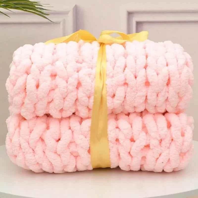 Hand Chunky Knitted Blanket Handmade Coarse Wool Woven Blanket Chenille Thick Blanket Sofa Blanket Photography Prop Blanket by DSERS