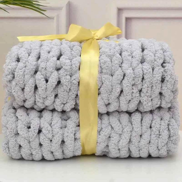 Hand Chunky Knitted Blanket Handmade Coarse Wool Woven Blanket Chenille Thick Blanket Sofa Blanket Photography Prop Blanket - GiFTiFY