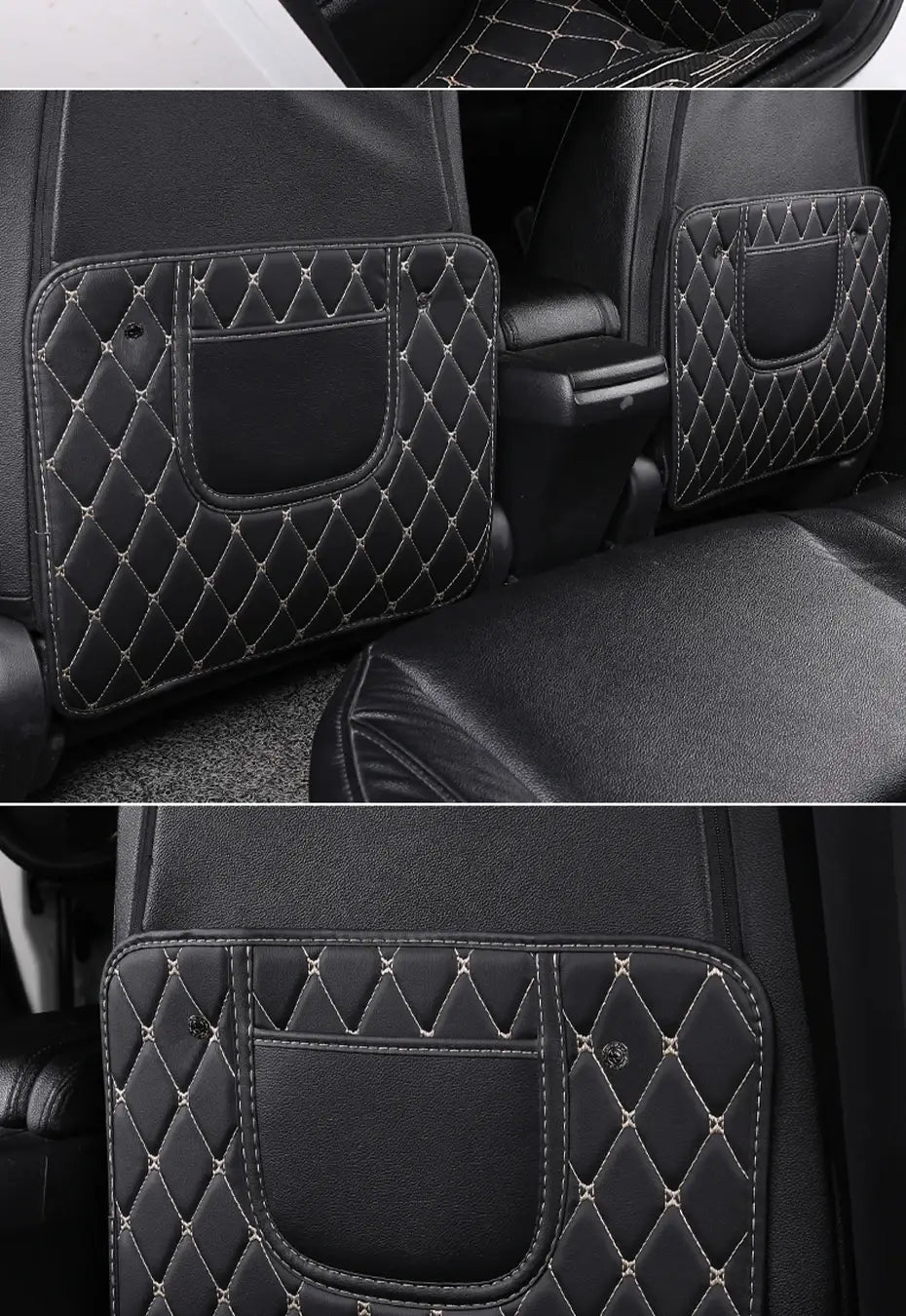 Black Car Seat Protector Pad with Red Stitching