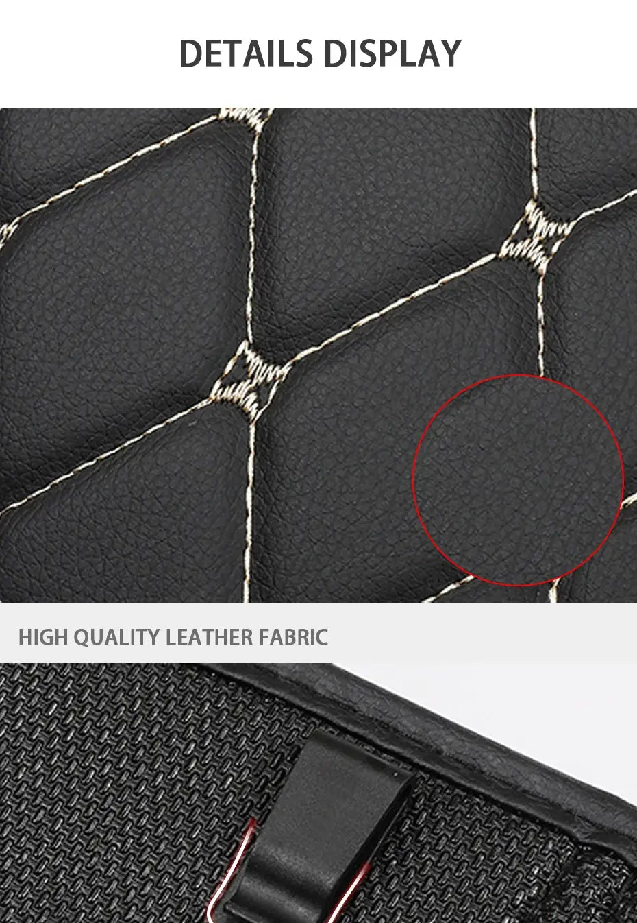 Black Car Seat Protector Pad with Red Stitching