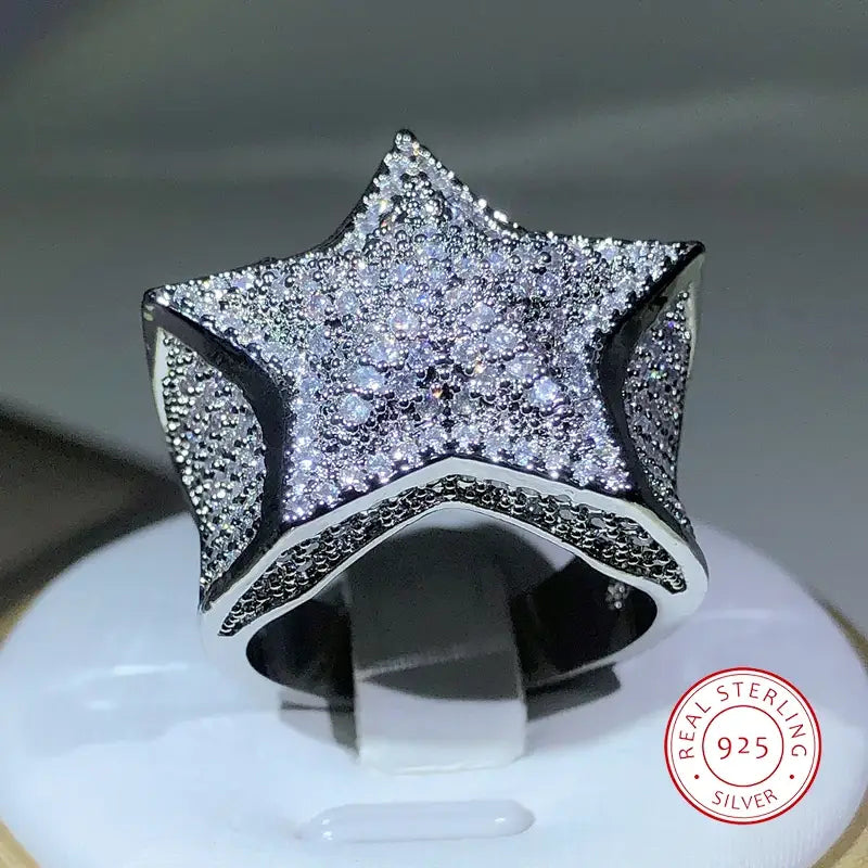 Gem Star Ring Quality Hip Hop Style