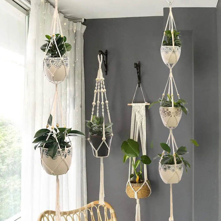 Hanging Plant Handmade Macrame Plant Hanger Flower Pot Planter Hanger Wall Decor Courtyard Garden Hanging Planter Hanging Basket - GiFTiFY