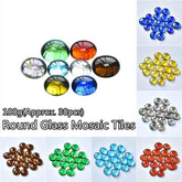 100g/3.52oz(Approx. 18-25pcs) Oblate Bead Glass Mosaic Tiles Colorful Round Mosaic Making Material Multi Diameter DIY Craft Tile