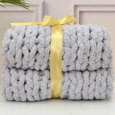 Hand Chunky Knitted Blanket Handmade Coarse Wool Woven Blanket Chenille Thick Blanket Sofa Blanket Photography Prop Blanket - GiFTiFY