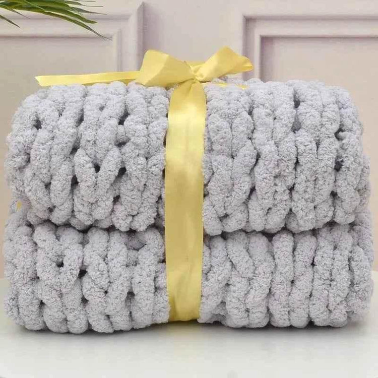 Hand Chunky Knitted Blanket Handmade Coarse Wool Woven Blanket Chenille Thick Blanket Sofa Blanket Photography Prop Blanket - GiFTiFY