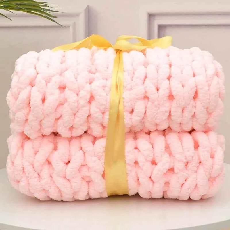 Hand Chunky Knitted Blanket Handmade Coarse Wool Woven Blanket Chenille Thick Blanket Sofa Blanket Photography Prop Blanket by DSERS