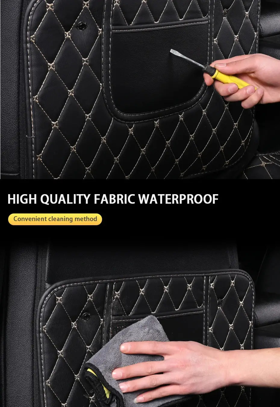 Black Car Seat Protector Pad with Red Stitching