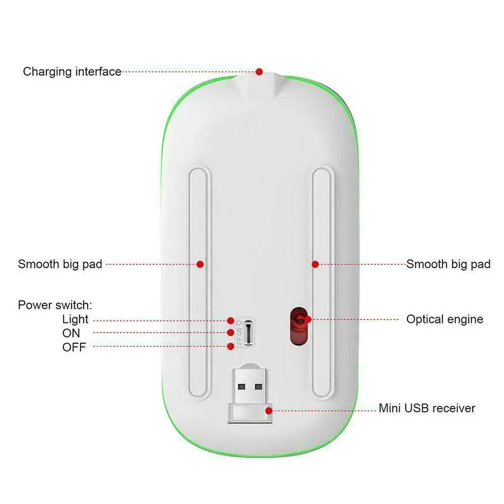 Black USB Rechargeable RGB LED Wireless Mouse