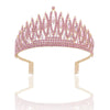 Baroque Sparkling Pink Crystal Bridal Tiaras Gold Color Rhinestone Pageant Crowns With Combs Headbands Wedding Hair Accessories DSERS