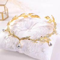 Luxury Crystal Crown Bridal Hair Accessories Wedding Rhinestone Waterdrop Leaf Tiara Crown