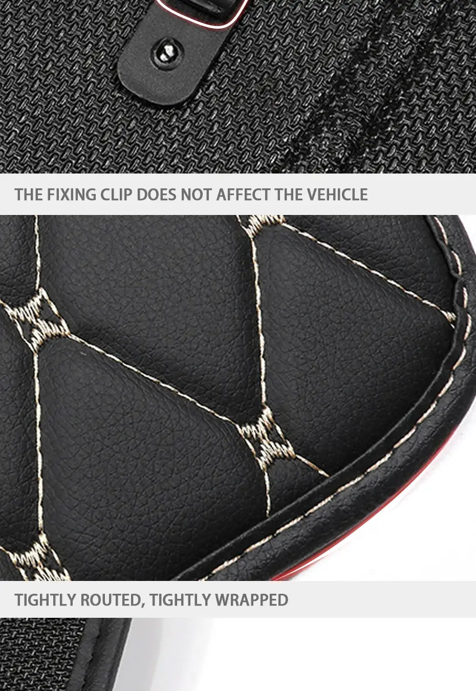 Black Car Seat Protector Pad with Red Stitching