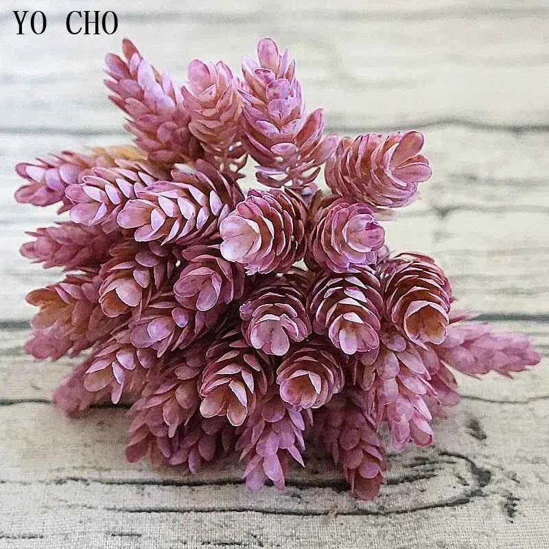 YO CHO Artificial Fake Plant Twigs Succulents Leaves 30 Heads Pineapple Grass Green Plastic Plant DIY Home Garden Wedding Decor by DSERS