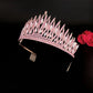 Baroque Sparkling Pink Crystal Bridal Tiaras Gold Color Rhinestone Pageant Crowns With Combs Headbands Wedding Hair Accessories DSERS