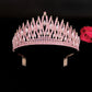 Baroque Sparkling Pink Crystal Bridal Tiaras Gold Color Rhinestone Pageant Crowns With Combs Headbands Wedding Hair Accessories DSERS