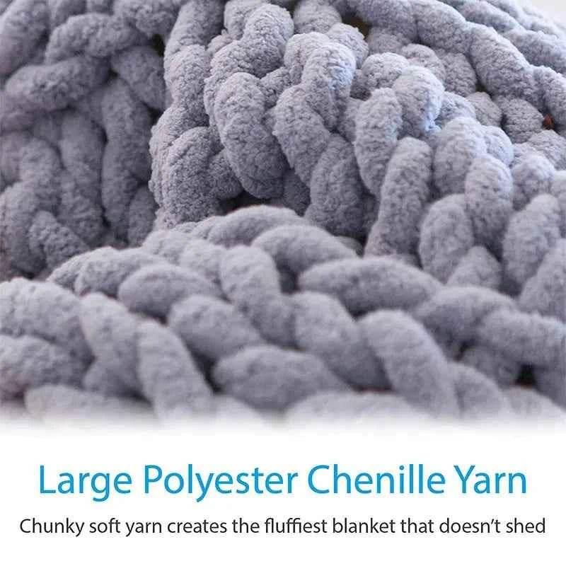 Hand Chunky Knitted Blanket Handmade Coarse Wool Woven Blanket Chenille Thick Blanket Sofa Blanket Photography Prop Blanket by DSERS