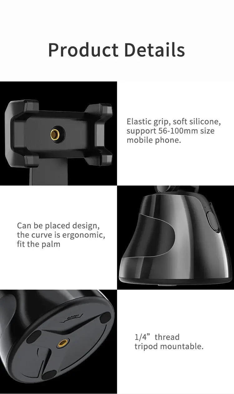 YTGEE Smart Object Face Tracking Phone Holder Black