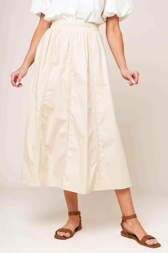 LAYTON CREAM WOVEN MIDI SKIRT - GiFTiFY