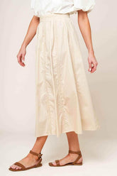 LAYTON CREAM WOVEN MIDI SKIRT - GiFTiFY