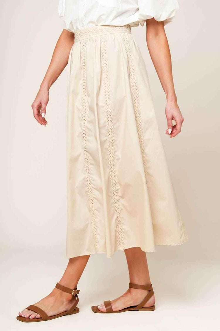 LAYTON CREAM WOVEN MIDI SKIRT - GiFTiFY
