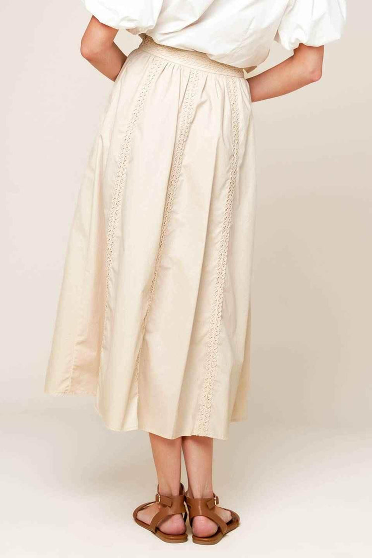 LAYTON CREAM WOVEN MIDI SKIRT - GiFTiFY