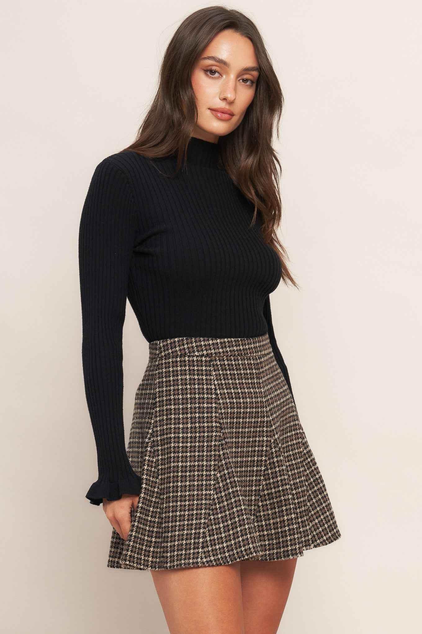 HOUND FLARE TWEED WOVEN SKIRT - GiFTiFY