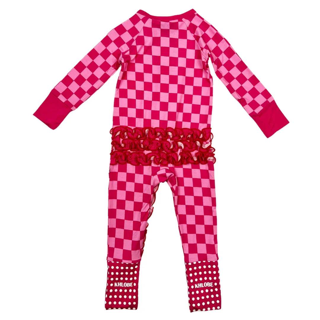 Convertible Ruffle Zippy Pink Checker by Khlobe