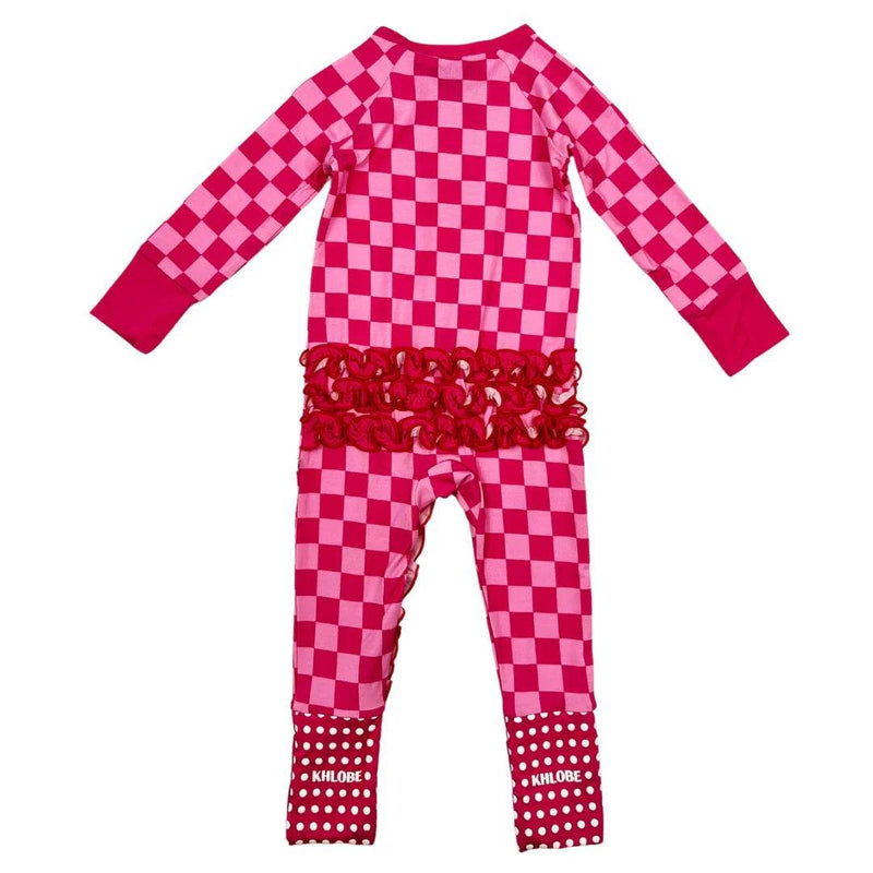 Convertible Ruffle Zippy Pink Checker by Khlobe