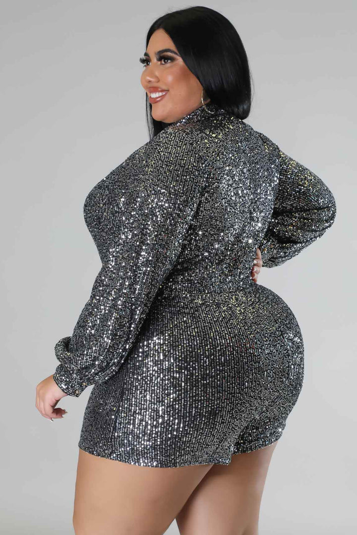 Gracie Babe - Semi stretch Sequin Romper - Plus Size - GiFTiFY