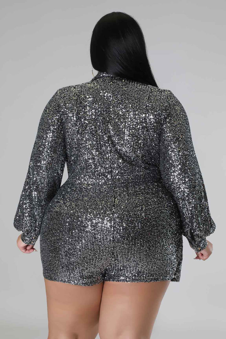 Gracie Babe - Semi stretch Sequin Romper - Plus Size - GiFTiFY