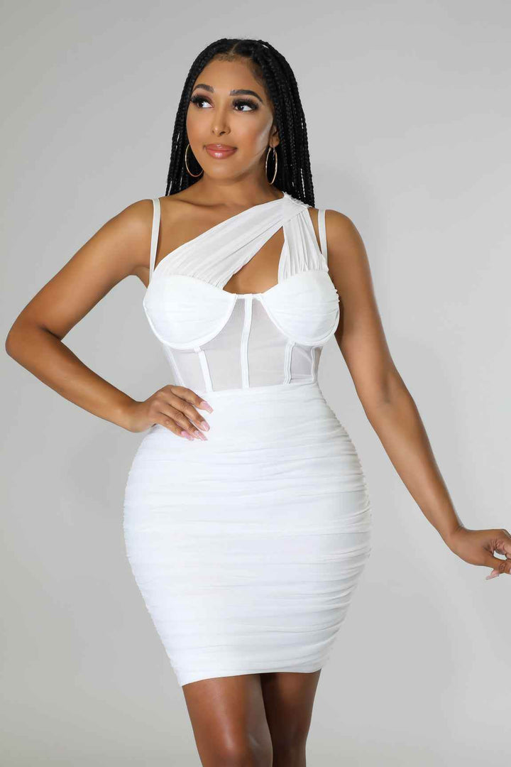 Flirtatious Honey One Shoulder Stretch Dress - GiFTiFY