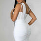 Flirtatious Honey One Shoulder Stretch Dress