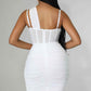 Flirtatious Honey One Shoulder Stretch Dress