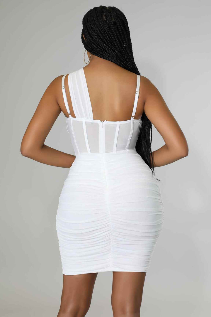 Flirtatious Honey One Shoulder Stretch Dress - GiFTiFY