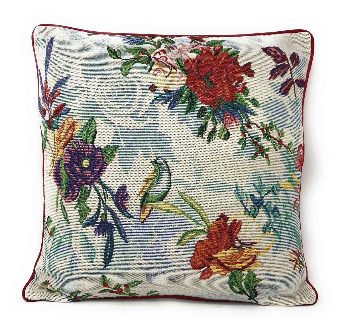 DaDa Bedding Elegant Tropical Paradise Birds Floral Tapestry Throw Pillow Covers 16" (18116) Throw Pillow Covers by DaDalogy Bedding Collection