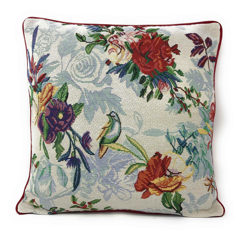 DaDa Bedding Elegant Tropical Paradise Birds Floral Tapestry Throw Pillow Covers 16" (18116) Throw Pillow Covers by DaDalogy Bedding Collection