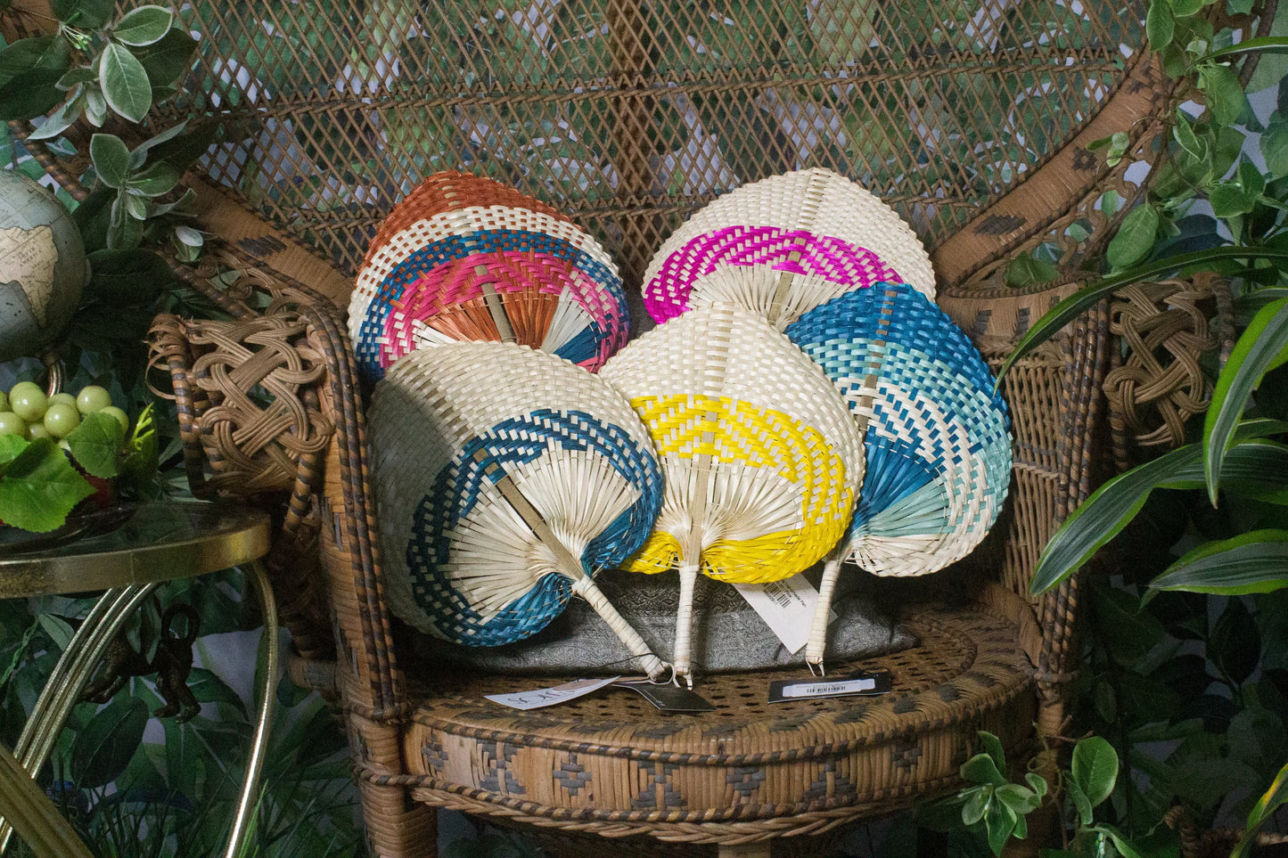 Tricolor Raffia Handmade Fan Soléa