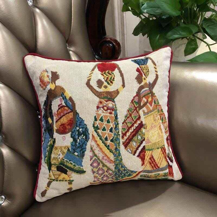 DaDa Bedding Dancing Women African Dreams Tapestry Throw Pillow Covers 16" x 16"