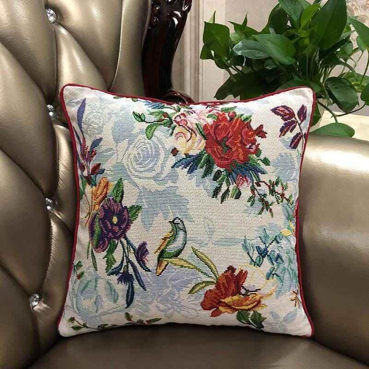 DaDa Bedding Elegant Tropical Paradise Birds Floral Tapestry Throw Pillow Covers 16" (18116)