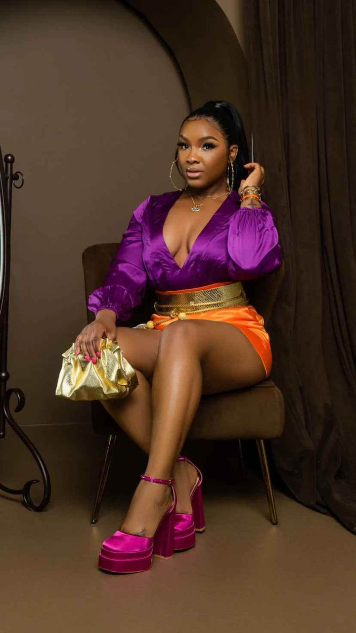 So Crazy In Love Purple and Orange Romper - GiFTiFY