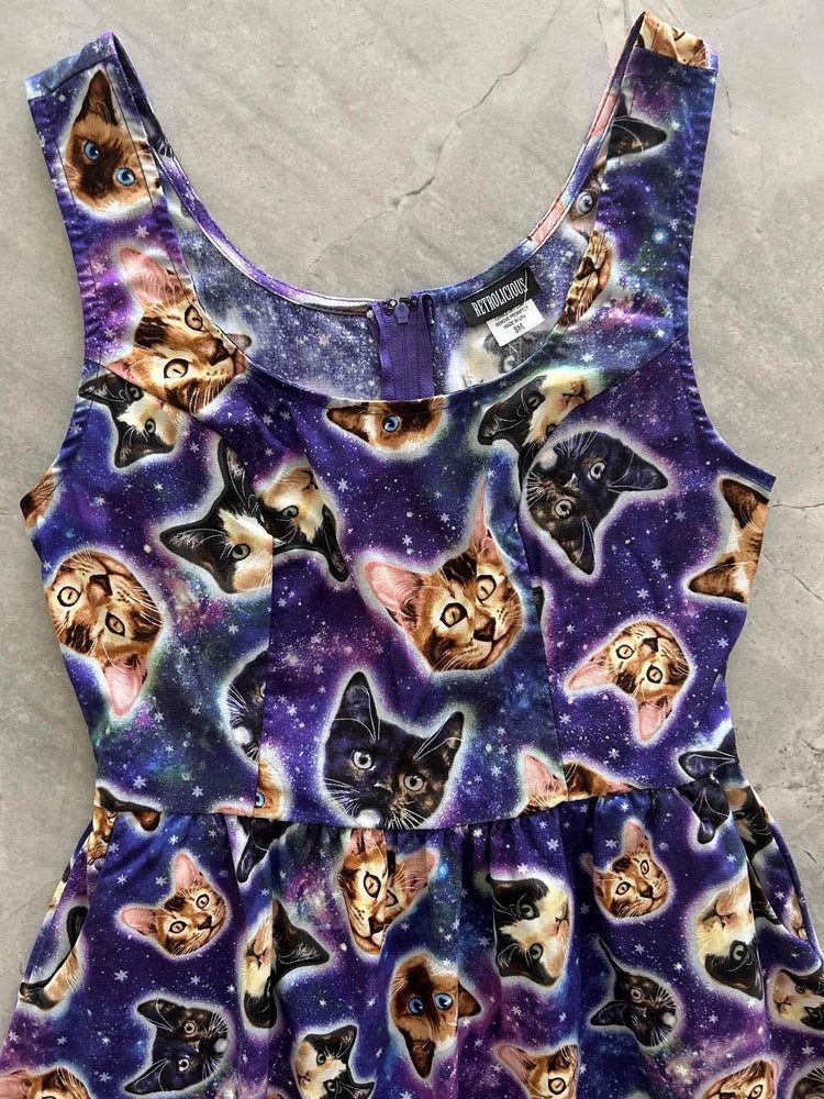 Galaxy Cats Shorter Length Fit & Flare Dress - Small Only! - GiFTiFY