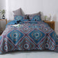 DaDa Bedding Farmhouse Bohemian Native Rustic Navy Blue Geometric Diamond Shapes Bedspread Set (KSX-001)